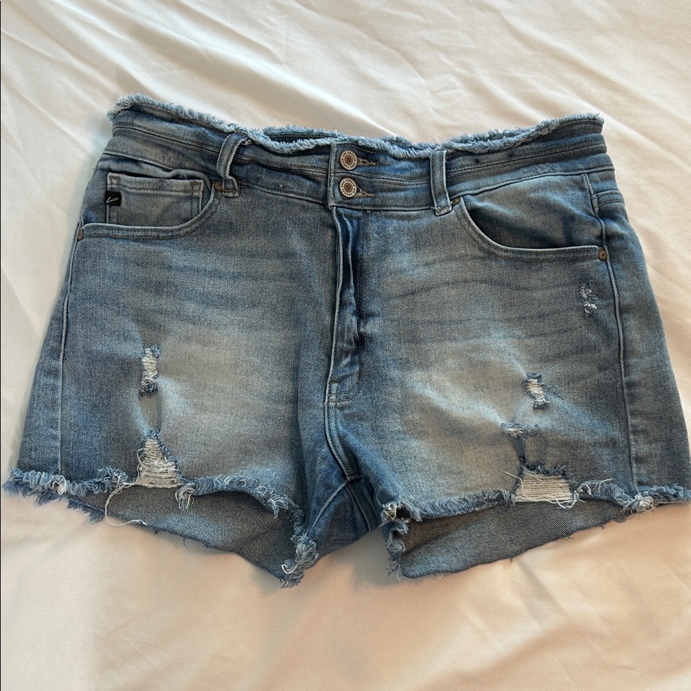 KanCan Distressed Light Blue Jean Shorts